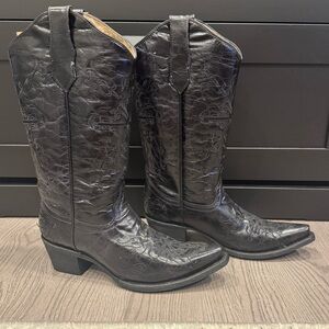 Black Western Circle G Leather Boots